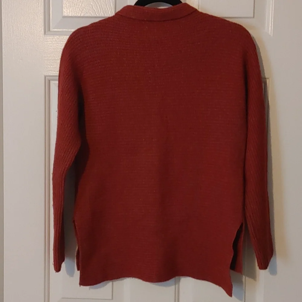 Merino Wool Cashmere Cowl Neck Sweater Women's Small Maroon Cottagecore - Picture 6 of 7